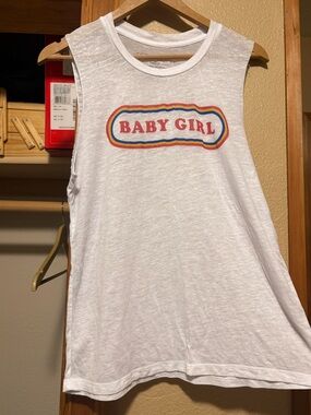 Fifth Sun White Tank Top with Baby Girl Design